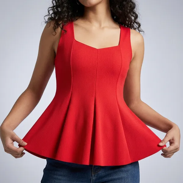 Stretchable_Ribbed_Peplum_Top