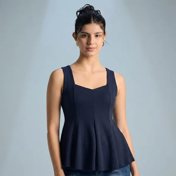 Stretchable_Ribbed_Peplum_Top
