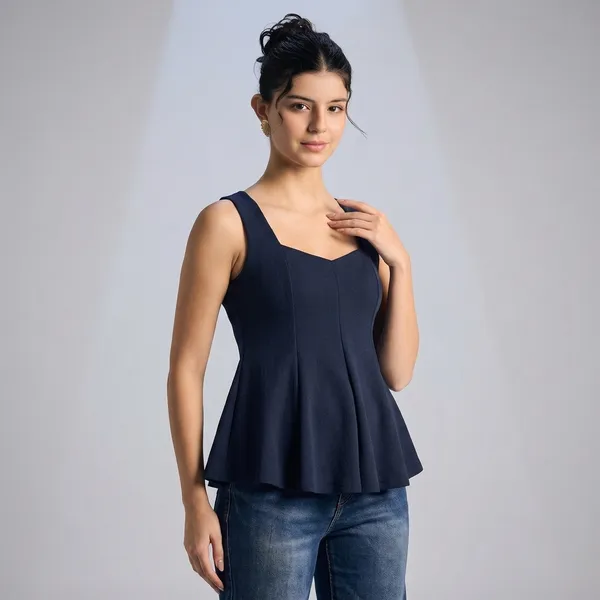 Stretchable_Ribbed_Peplum_Top