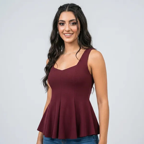 Stretchable_Ribbed_Peplum_Top