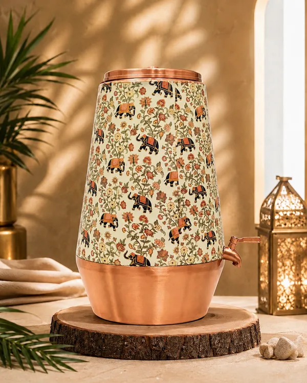 Copper_Traditional_Floral_Elephant_Print_Water_Dispenser