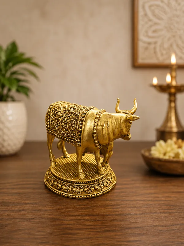 Pure_Brass_Cow_And_Calf_Decorative_Figurine