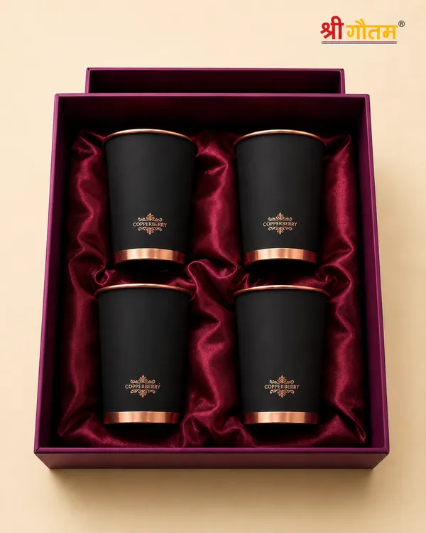Pure_Copper_Modern_Solid_Black_Cylindrical_Tumbler_Set_Of_4