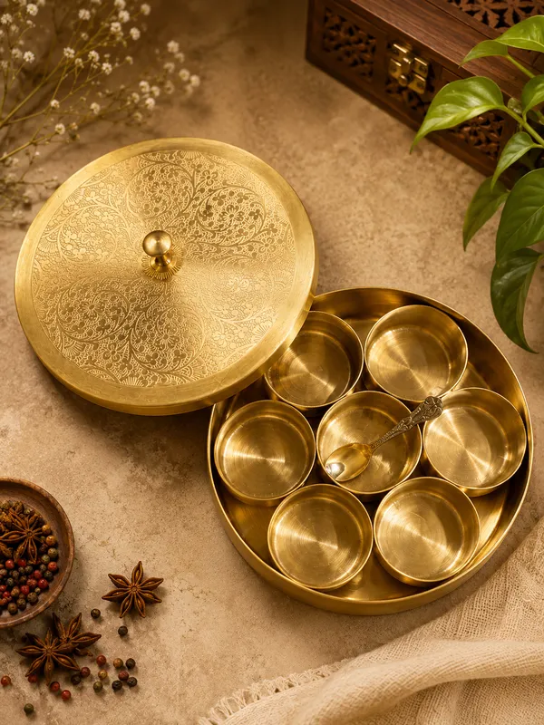 Brass_Traditional_Floral_Paisley_Engraved_Masala_Box_Set