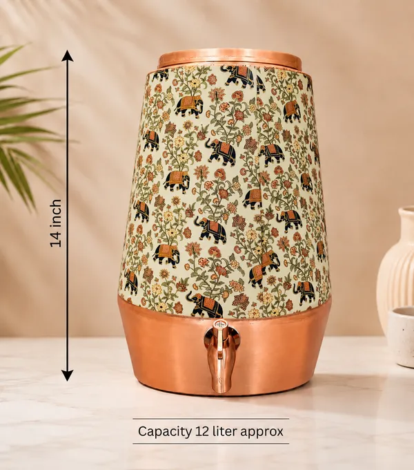 Copper_Traditional_Floral_Elephant_Print_Water_Dispenser