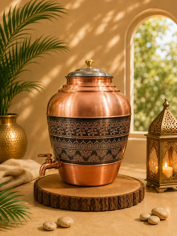 Copper_Traditional_Elephant_Geometric_Water_Dispenser