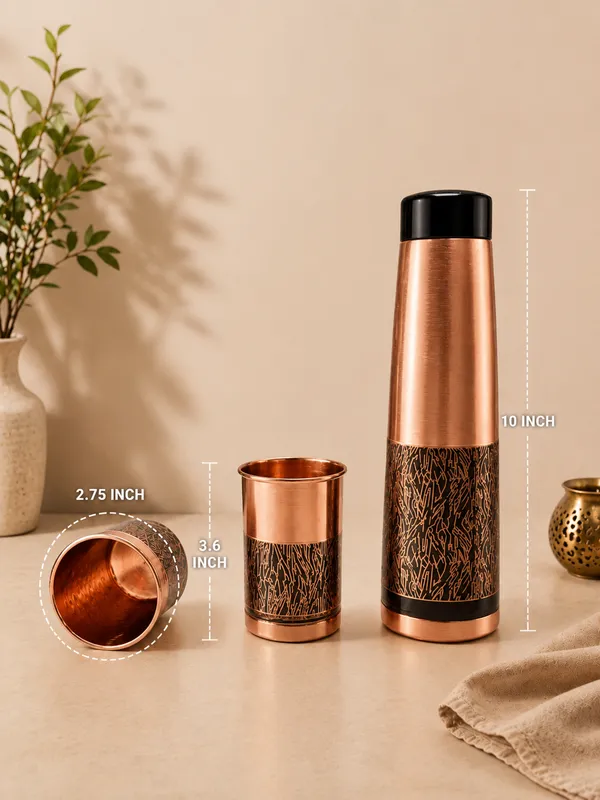 Copper_Vintage_Patterned_Bottle_And_Glass_Gift_Set_Of_3