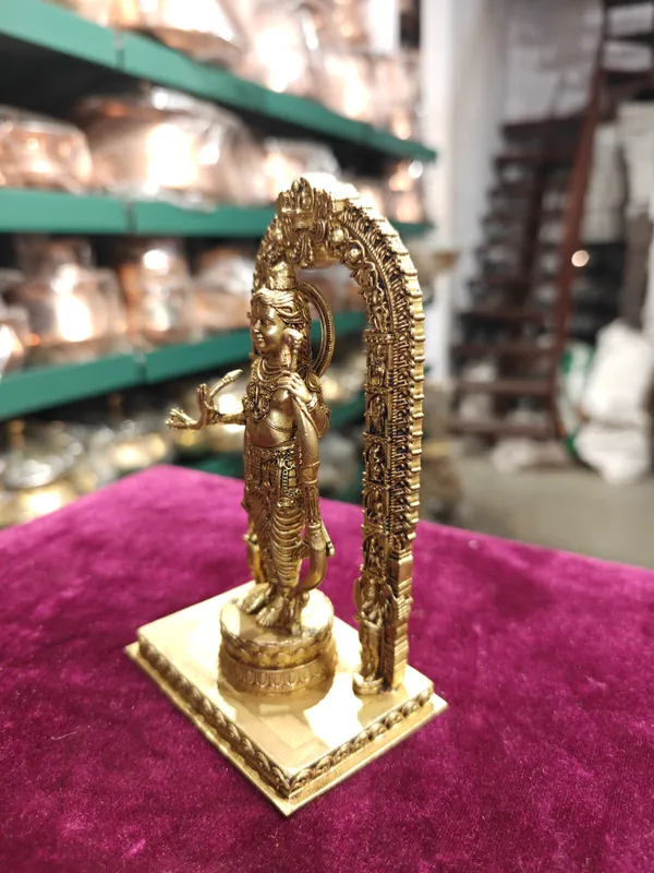 Pure_Brass_Ram_Idol_With_Ornate_Arch