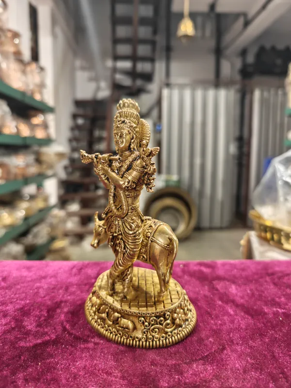 Pure_Brass_Krishna_With_Cow_Idol