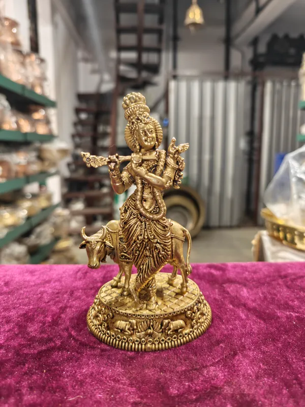 Pure_Brass_Krishna_With_Cow_Idol