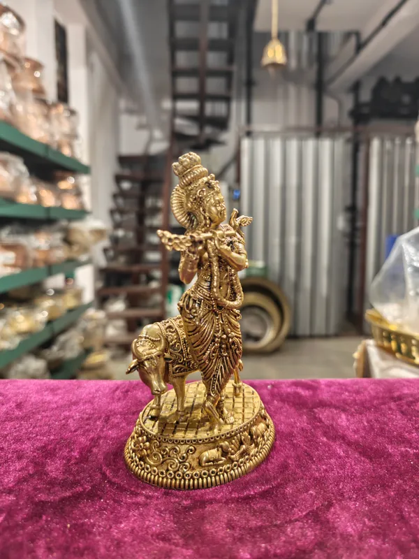 Pure_Brass_Krishna_With_Cow_Idol