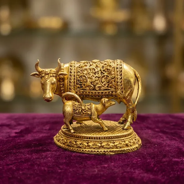 Pure_Brass_Cow_And_Calf_Decorative_Figurine