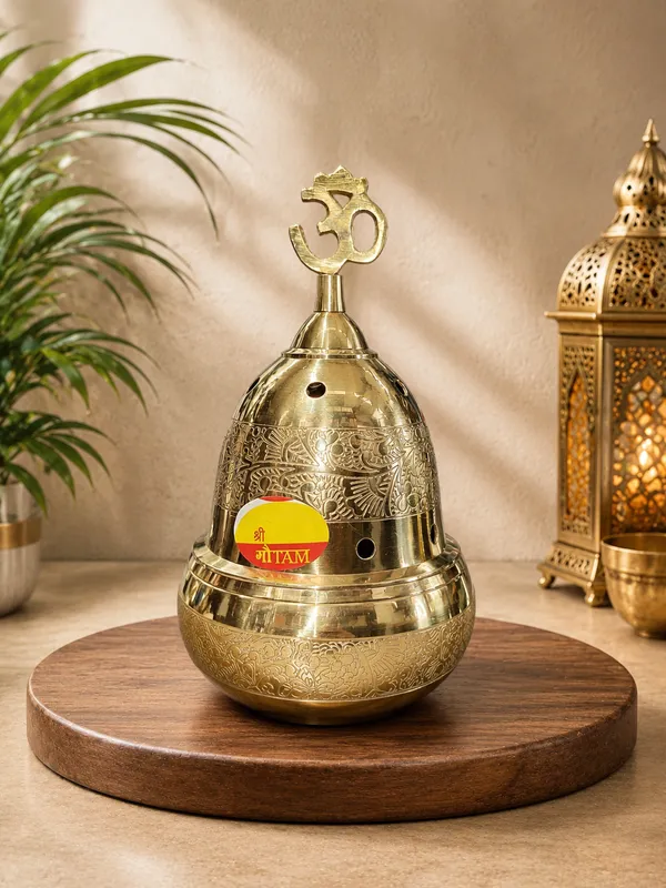 Brass_Om_Embossed_Floral_Engraved_Sambrani_Dhoop_Burner