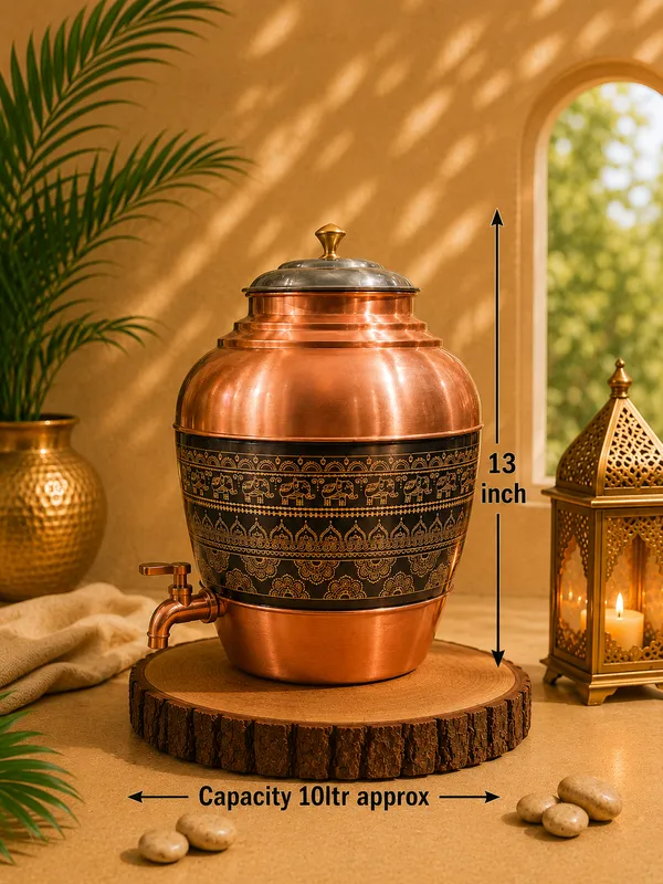 Copper_Traditional_Elephant_Geometric_Water_Dispenser