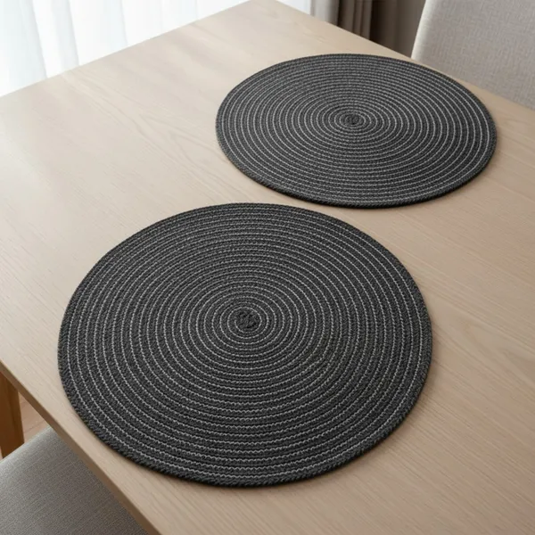 Dark_grey_Polypropylene_braided_Round_Dining_Placemat_Set_Of_2_size:_40_cm