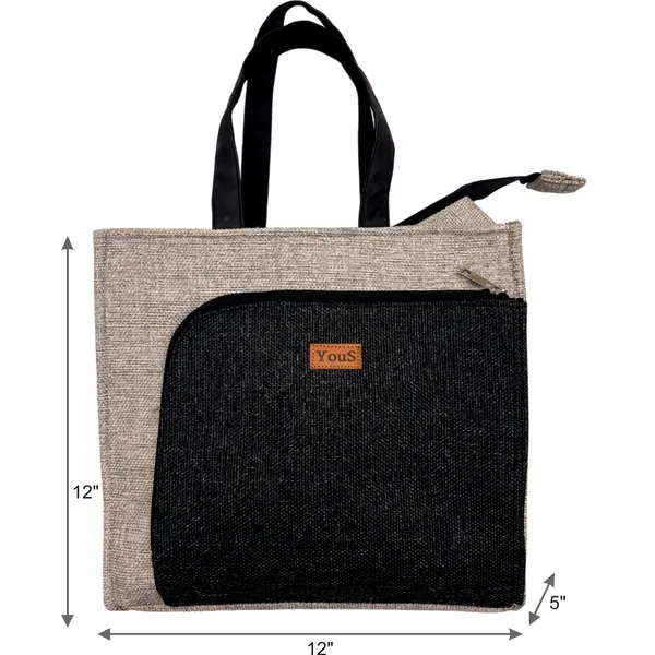 Grey_Black_Polyjute_Lunch_Bag_With_Front_Pocket