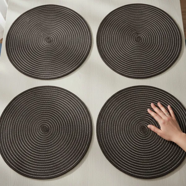 dark_grey_Polypropylene_braided_Round_Dining_Placemat_Set_Of_4_size:_32_cm