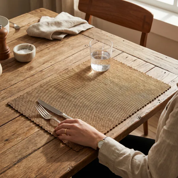 Golden_Brown_Placemat_Set_Of_6_pcs_Poly_jute_Textured_washable_and_reversible