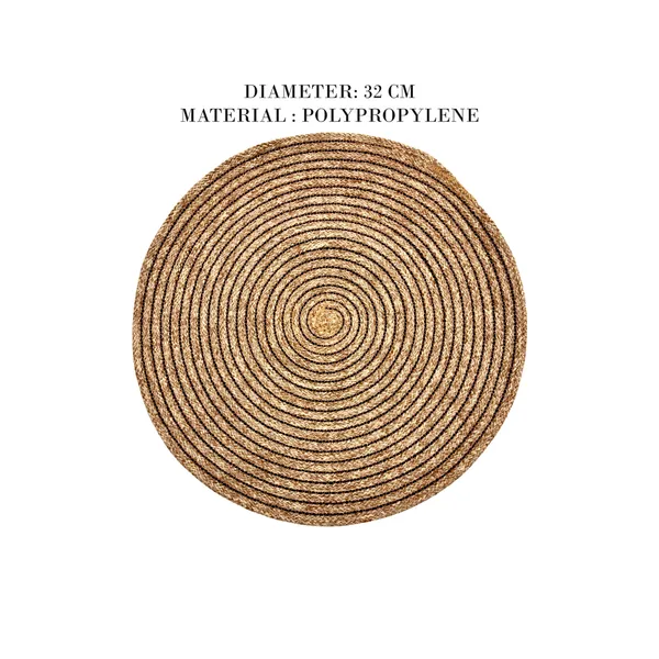 Beige_Polypropylene_braided_Round_Dining_Placemat_Set_Of_4_size:_32_cm
