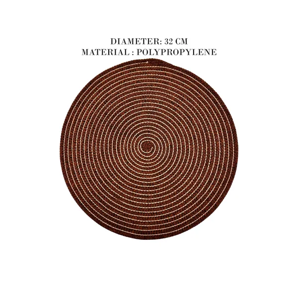 Brown_Polypropylene_braided_Round_Dining_Placemat_Set_Of_4_size:_32_cm