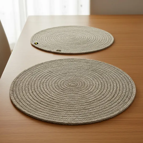 Light_grey_Polypropylene_braided_Round_Dining_Placemat_Set_Of_2_size:_40_cm