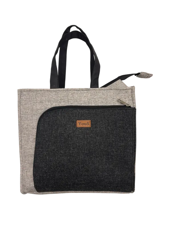 Grey_Black_Polyjute_Lunch_Bag_With_Front_Pocket