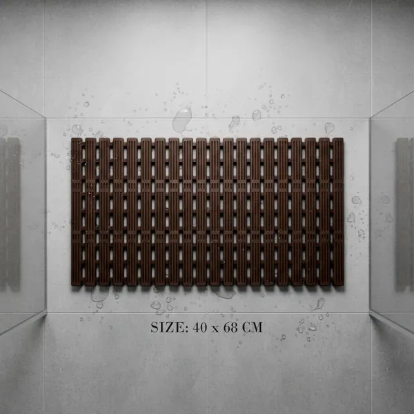 BROWN_Pp+Tpr_Anti_Skid_SHOWER_MAT_with_Suction_Cup_40X68_Cm
