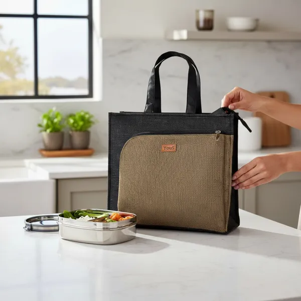 Black_Gold_Polyjute_Lunch_Bag_With_Front_Pocket