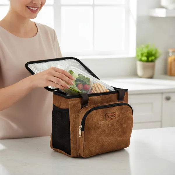 Golden_Brown_Polyester_Insulated_Lunch_Bag_with_front_pocket