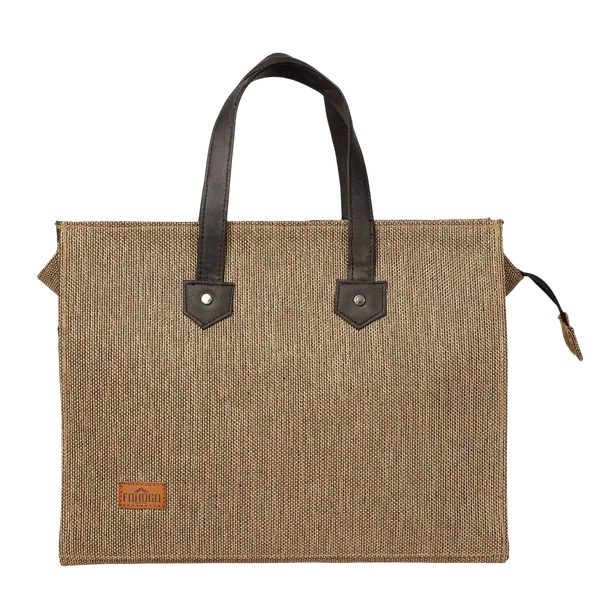 Golden_Brown_Polyjute_Zip_Closure_Tiffin_/_Tote_Bag_For_Shopping_Medium_size