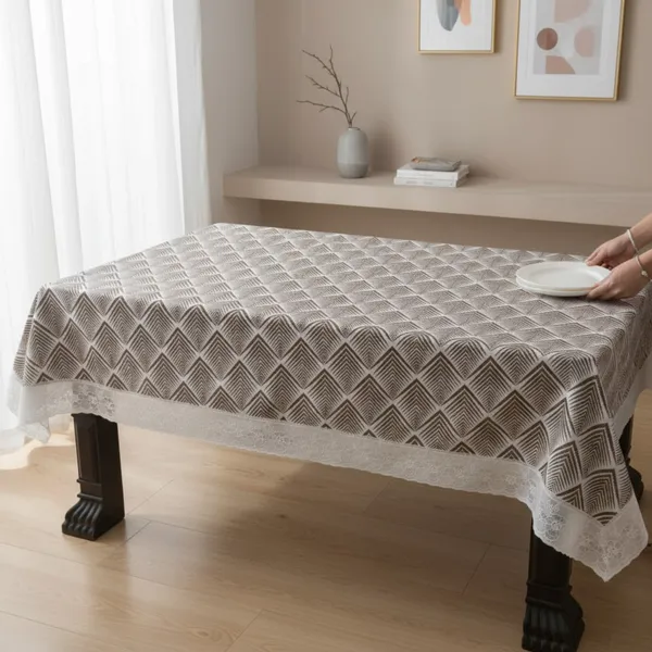 Table_Cover_with_flannel_backing_Pvc_Coated__Geometric_Print_Brown_White