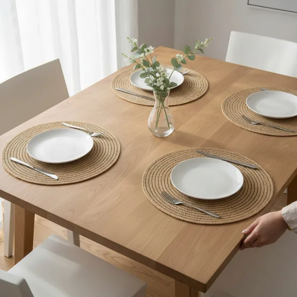 Beige_Polypropylene_braided_Round_Dining_Placemat_Set_Of_4_size:_32_cm