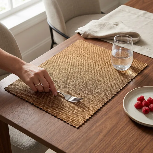Golden_Brown_Placemat_Set_Of_6_pcs_Poly_jute_Textured_washable_and_reversible