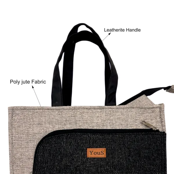 Grey_Black_Polyjute_Lunch_Bag_With_Front_Pocket