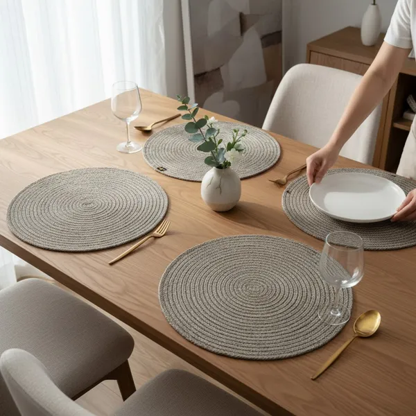 light_grey_Polypropylene_braided_Round_Dining_Placemat_Set_Of_4_size:_32_cm