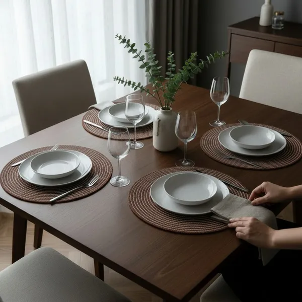 Brown_Polypropylene_braided_Round_Dining_Placemat_Set_Of_4_size:_32_cm