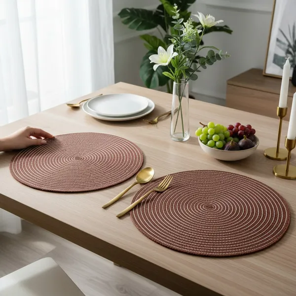 Brown_Polypropylene_braided_Round_Dining_Placemat_Set_Of_2_size:_40_cm