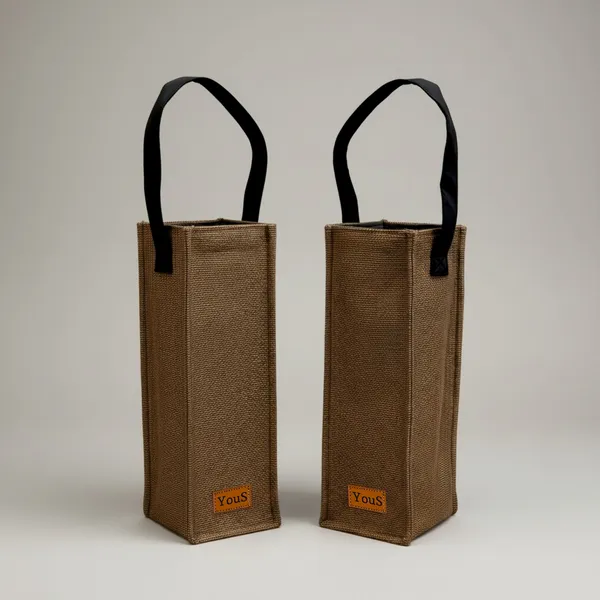Golden_Brown_Polyjute_Structured_Wine_Bottle_Bag_Set_Of_2
