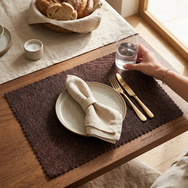 Brown_Placemat_Set_Of_6_pcs_Poly_jute_Textured_washable_and_reversible
