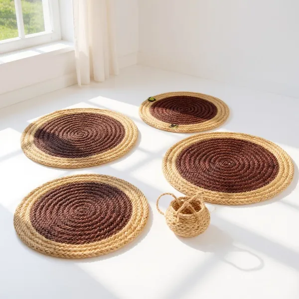Beige_Brown_Trivet_set_of_4_pcs_Polypropylene_Round_9_Inch_