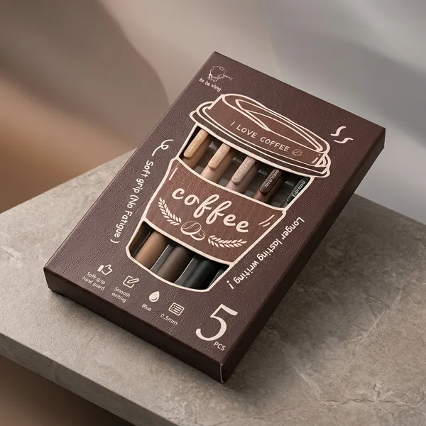 Coffee_Theme_Gel_Pen_Set_(5_Pcs)_-_0.5mm