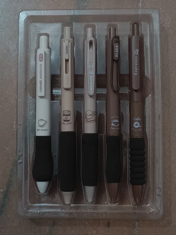 Coffee_Theme_Gel_Pen_Set_(5_Pcs)_-_0.5mm