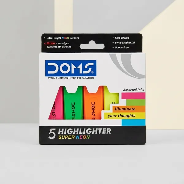 DOMS_Super_Neon_Ultra-Bright_Highlighter_15_Pen_Set_(Pack_of_3)