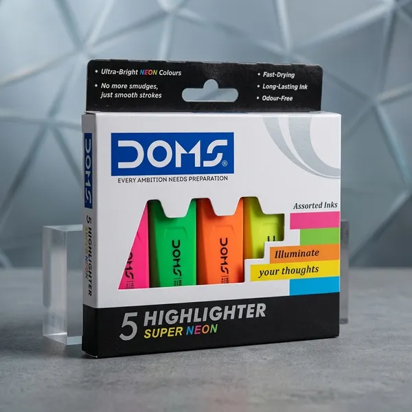 DOMS_Super_Neon_Ultra-Bright_Highlighter_15_Pen_Set_(Pack_of_3)