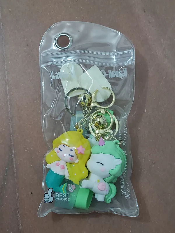 Kawaii-Q_Mermaid_&_Green_Unicorn_Keychain_Set