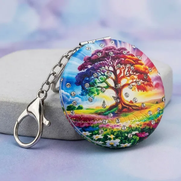 Designer_Round_Mirror_Keychain_with_Rhinestones