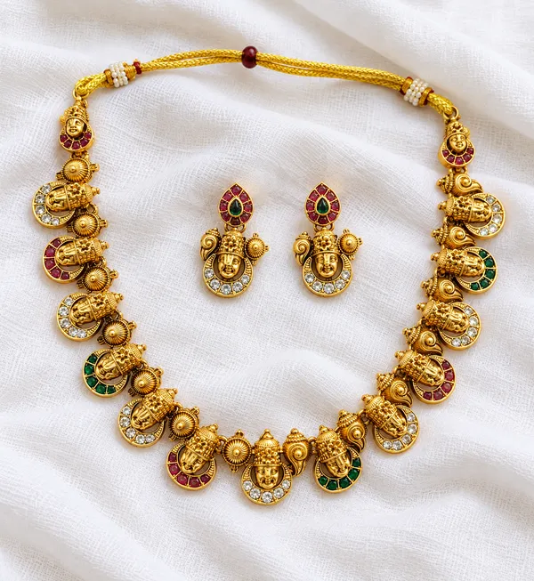 Tirumala_Multi_AD_Stone_Choker_set_with_earrings