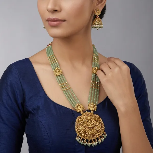 Trending_New_Premium_Quality_Long_Light_Green_Haram_With_Earrings