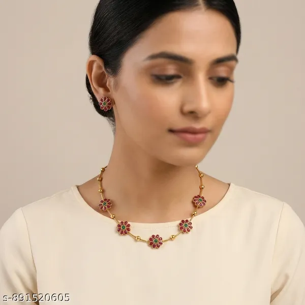 Trending_Multicolour_Flower_Shaped_Jewellery_With_Earrings