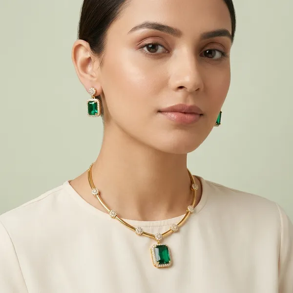 Trending_New_Premium_Quality_Ad_Zstone_Green_Choker_With_Earrings